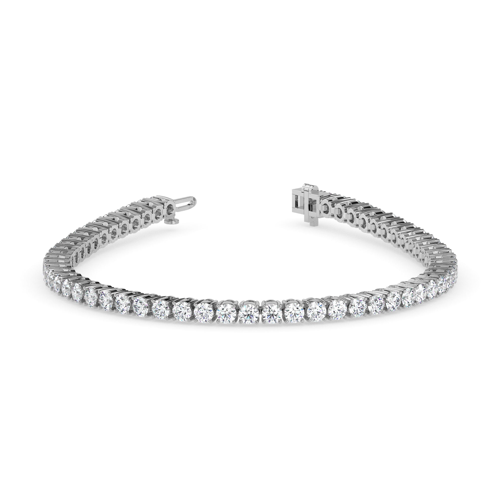 4.06Ct Round Prong Set Lab-Grown Diamond Gold Tennis Bracelets