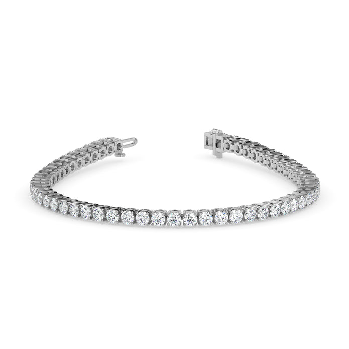 4.06Ct Round Prong Set Lab-Grown Diamond Gold Tennis Bracelets