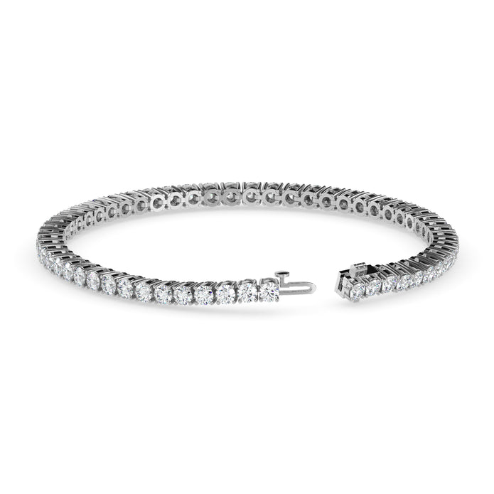 4.06Ct Round Prong Set Lab-Grown Diamond Gold Tennis Bracelets