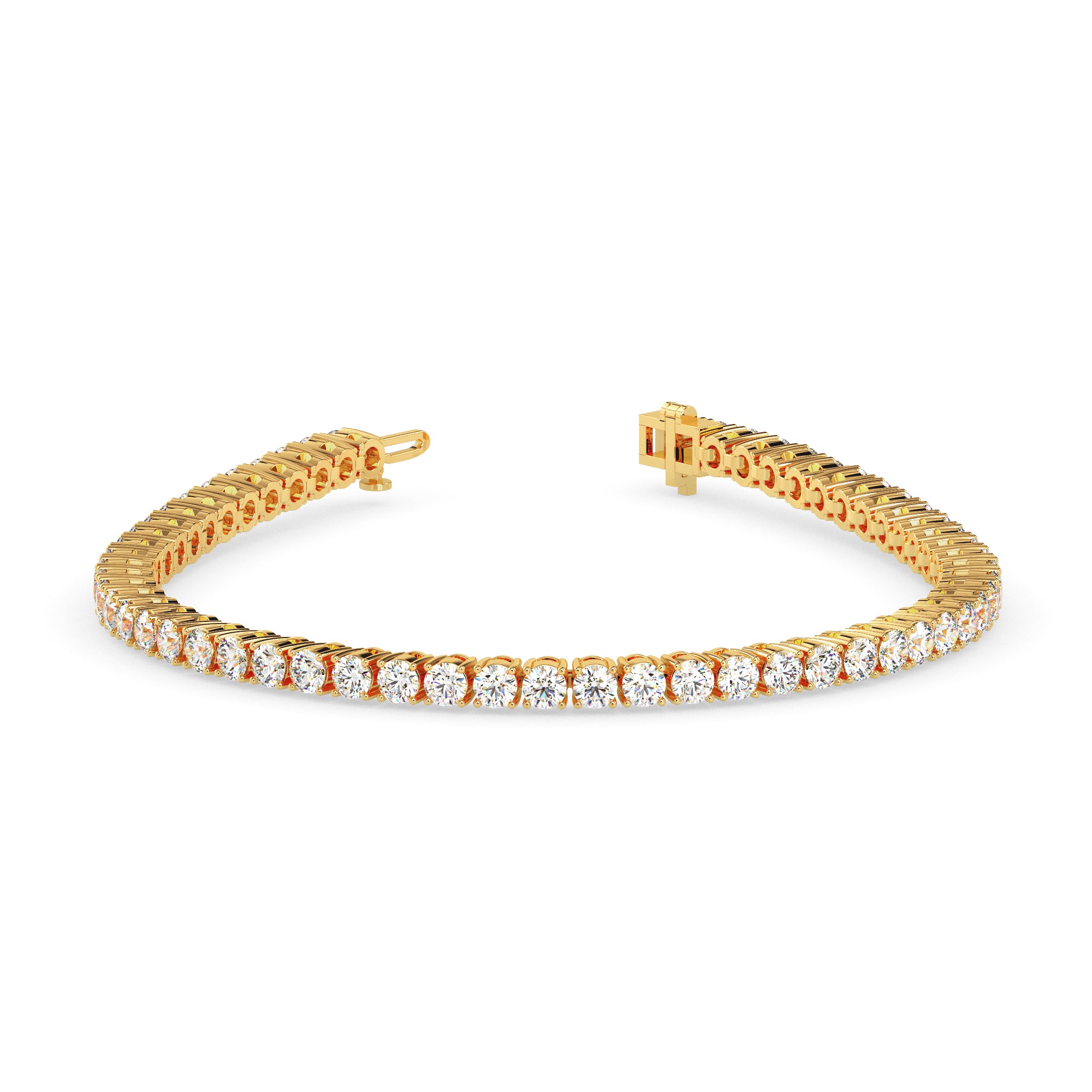 4.06Ct Round Prong Set Lab-Grown Diamond Gold Tennis Bracelets