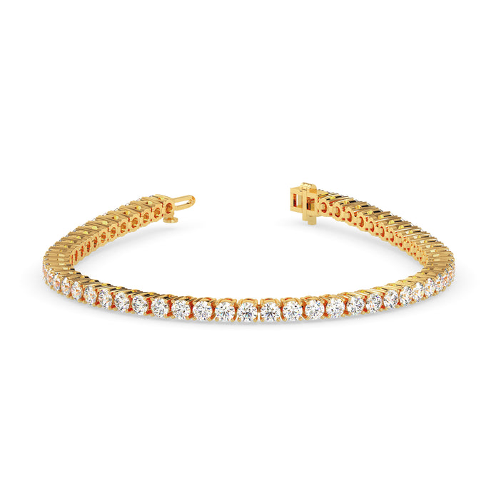 4.06Ct Round Prong Set Lab-Grown Diamond Gold Tennis Bracelets
