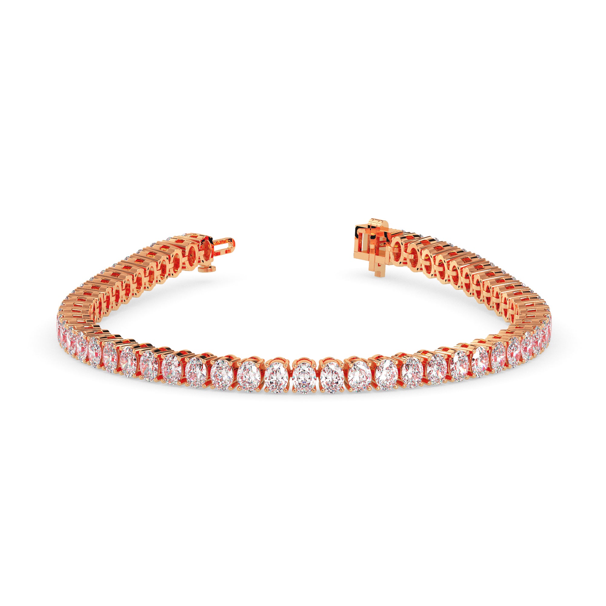 4.03Ct Oval Prong Set Lab-Grown Diamond Gold Tennis Bracelets