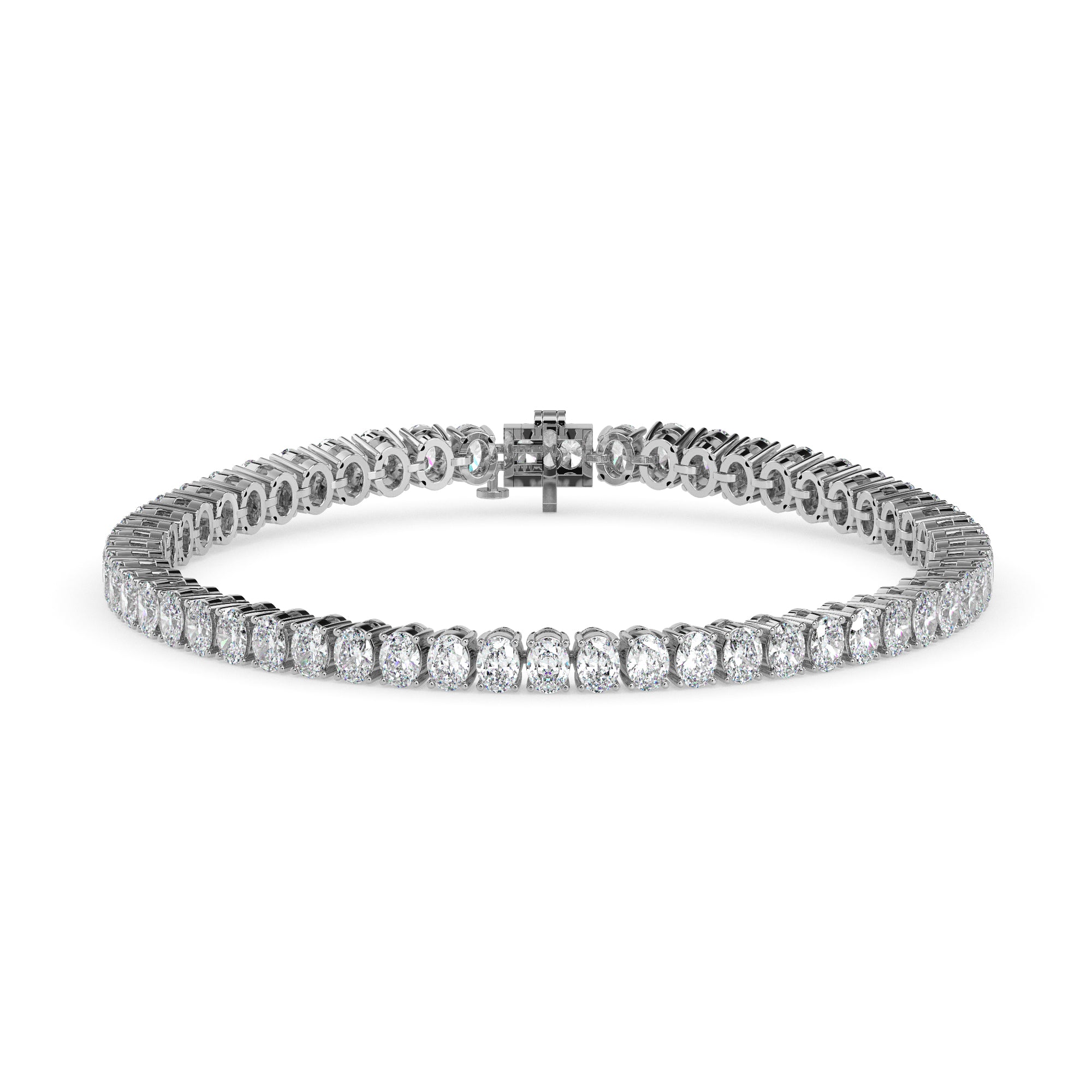 4.03Ct Oval Prong Set Lab-Grown Diamond Gold Tennis Bracelets