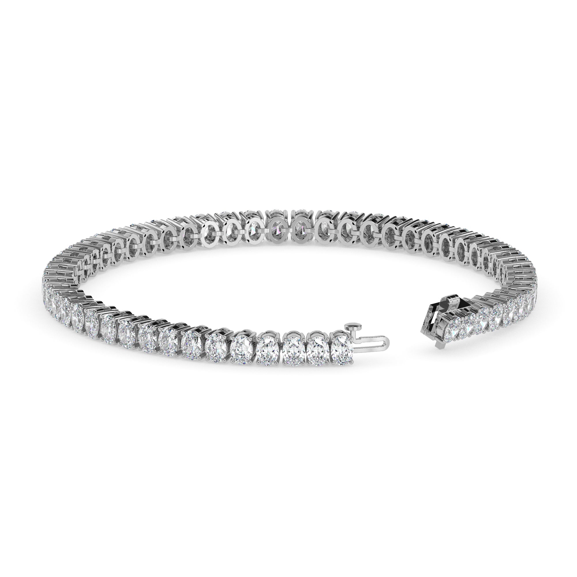 4.03Ct Oval Prong Set Lab-Grown Diamond Gold Tennis Bracelets