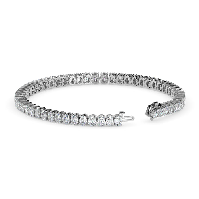 4.03Ct Oval Prong Set Lab-Grown Diamond Gold Tennis Bracelets