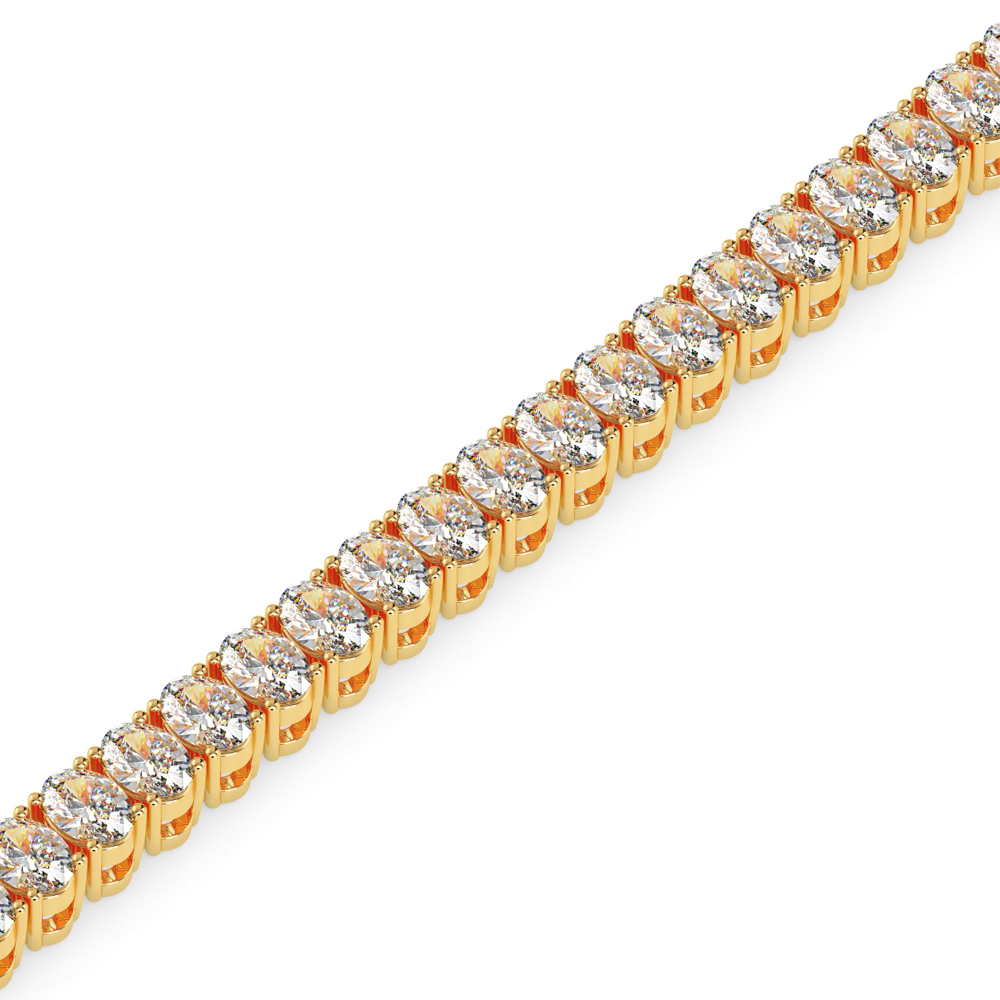 4.03Ct Oval Prong Set Lab-Grown Diamond Gold Tennis Bracelets
