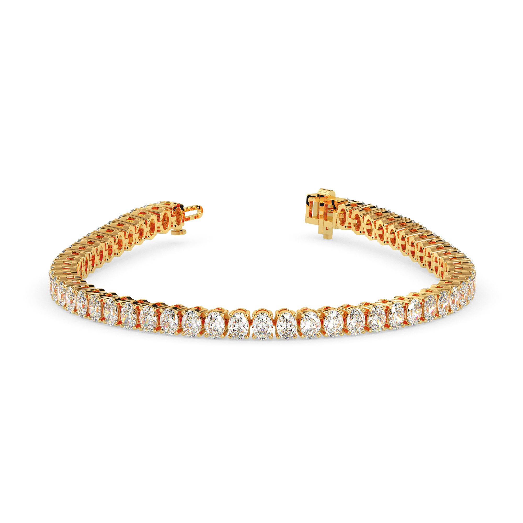 4.03Ct Oval Prong Set Lab-Grown Diamond Gold Tennis Bracelets
