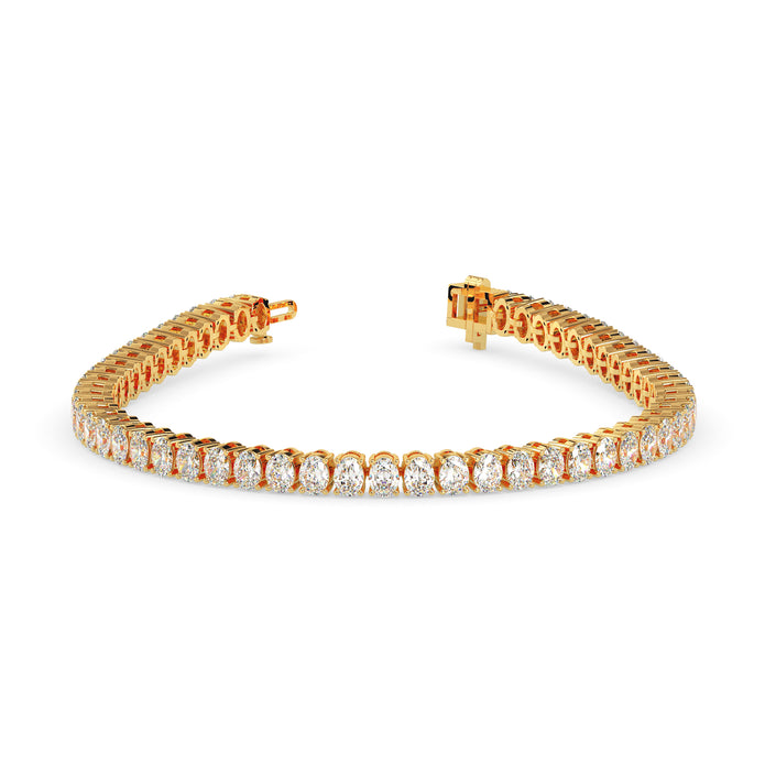 4.03Ct Oval Prong Set Lab-Grown Diamond Gold Tennis Bracelets