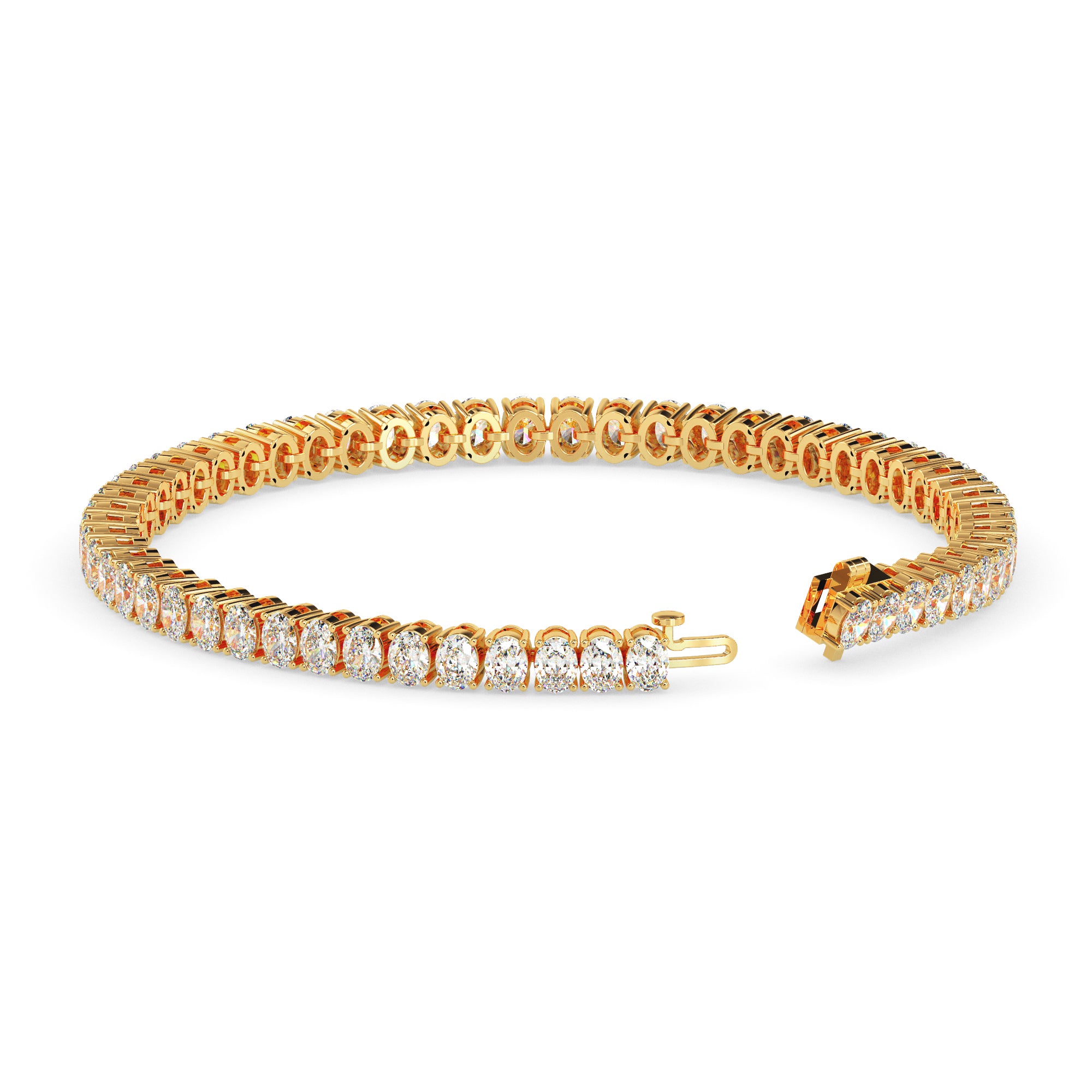 4.03Ct Oval Prong Set Lab-Grown Diamond Gold Tennis Bracelets