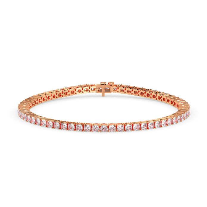3.89Ct Cushion Prong Set Lab-Grown Diamond Gold Tennis Bracelets