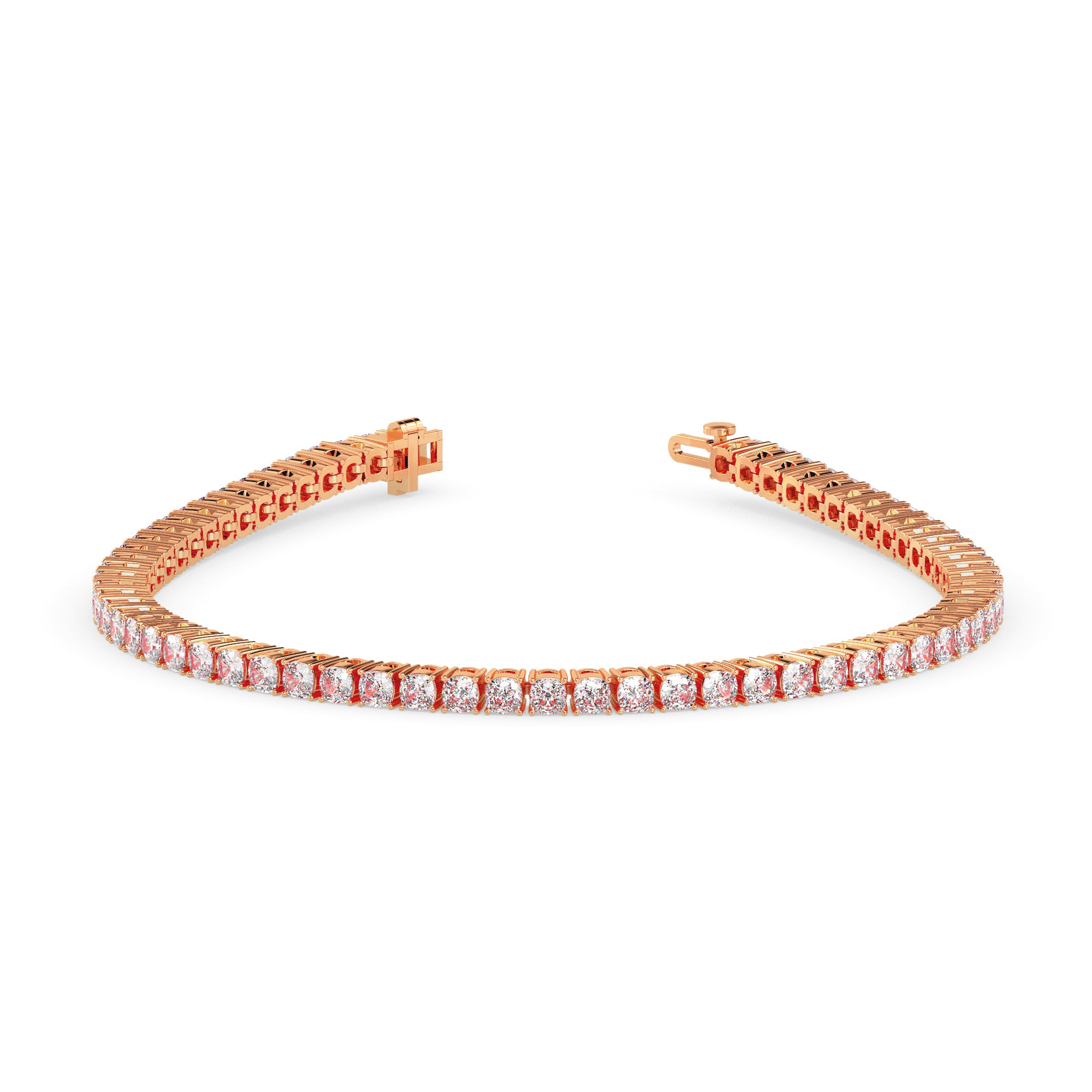 3.89Ct Cushion Prong Set Lab-Grown Diamond Gold Tennis Bracelets