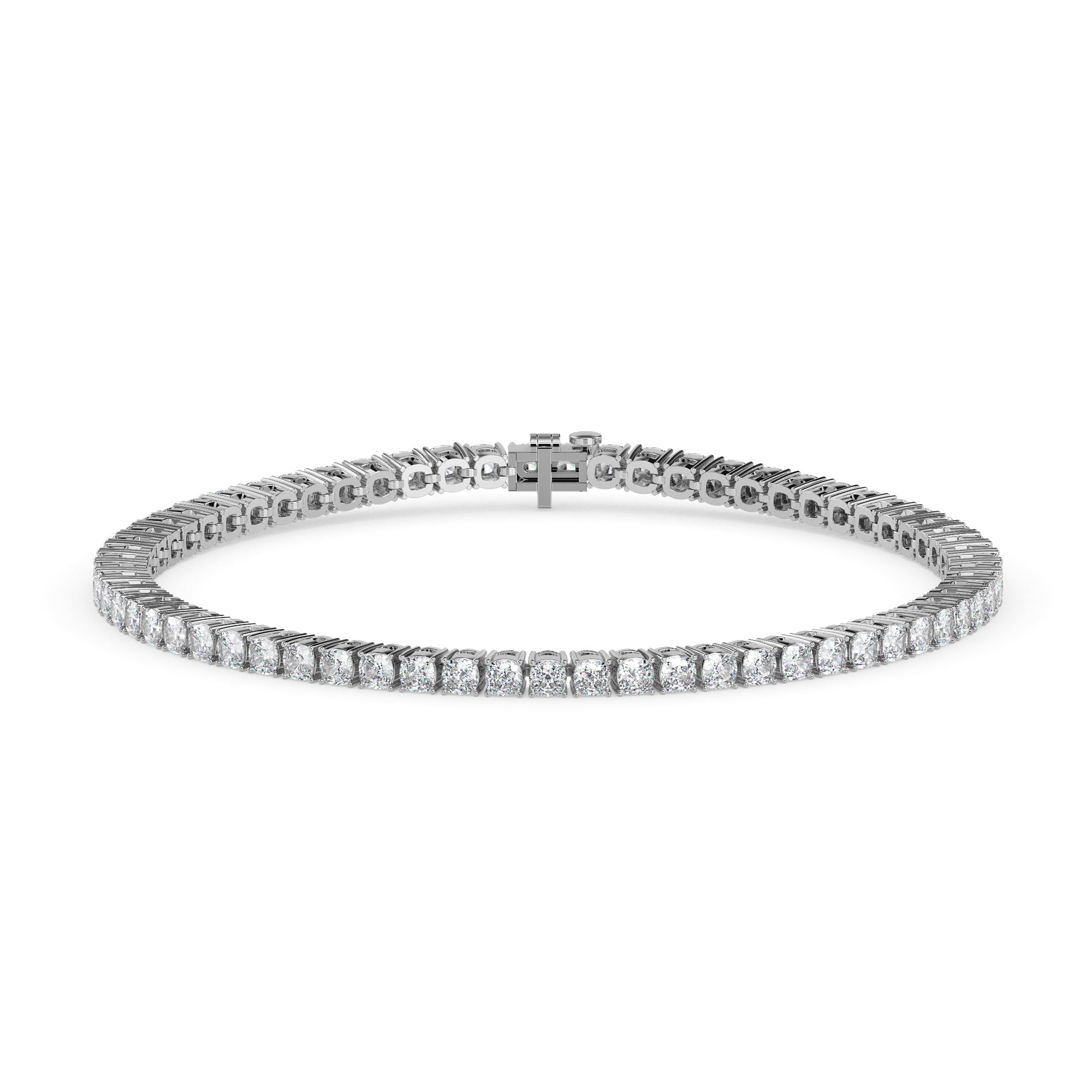 3.89Ct Cushion Prong Set Lab-Grown Diamond Gold Tennis Bracelets
