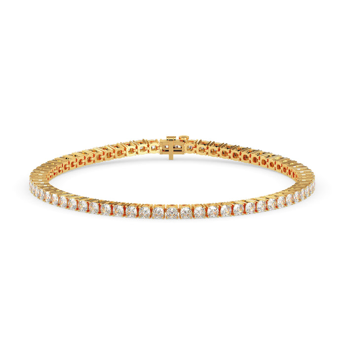 3.89Ct Cushion Prong Set Lab-Grown Diamond Gold Tennis Bracelets
