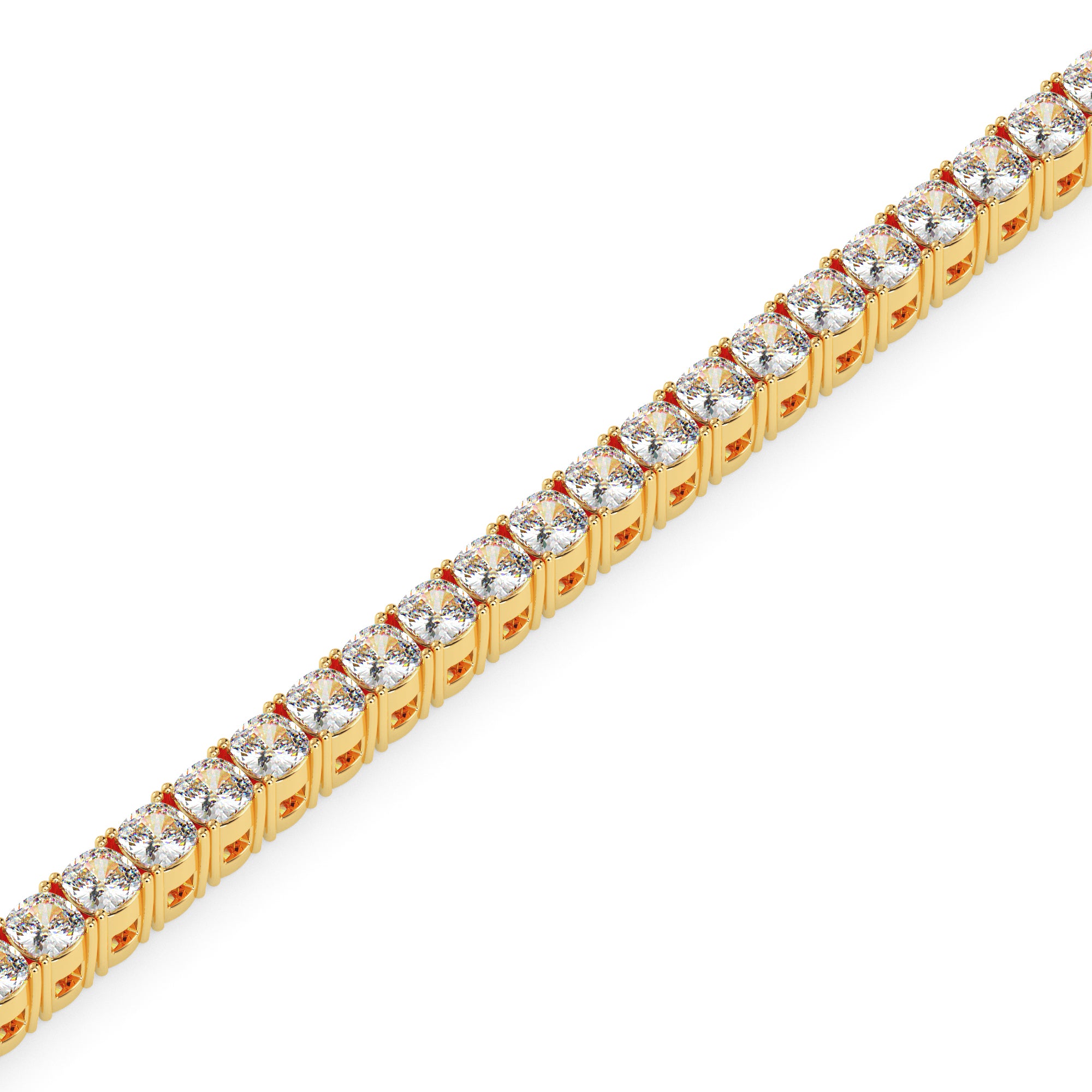 3.89Ct Cushion Prong Set Lab-Grown Diamond Gold Tennis Bracelets