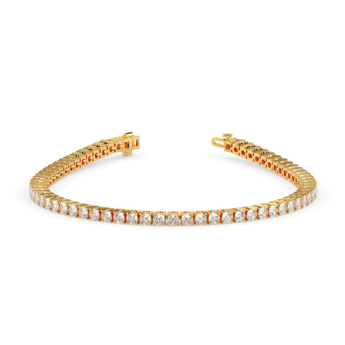 3.89Ct Cushion Prong Set Lab-Grown Diamond Gold Tennis Bracelets