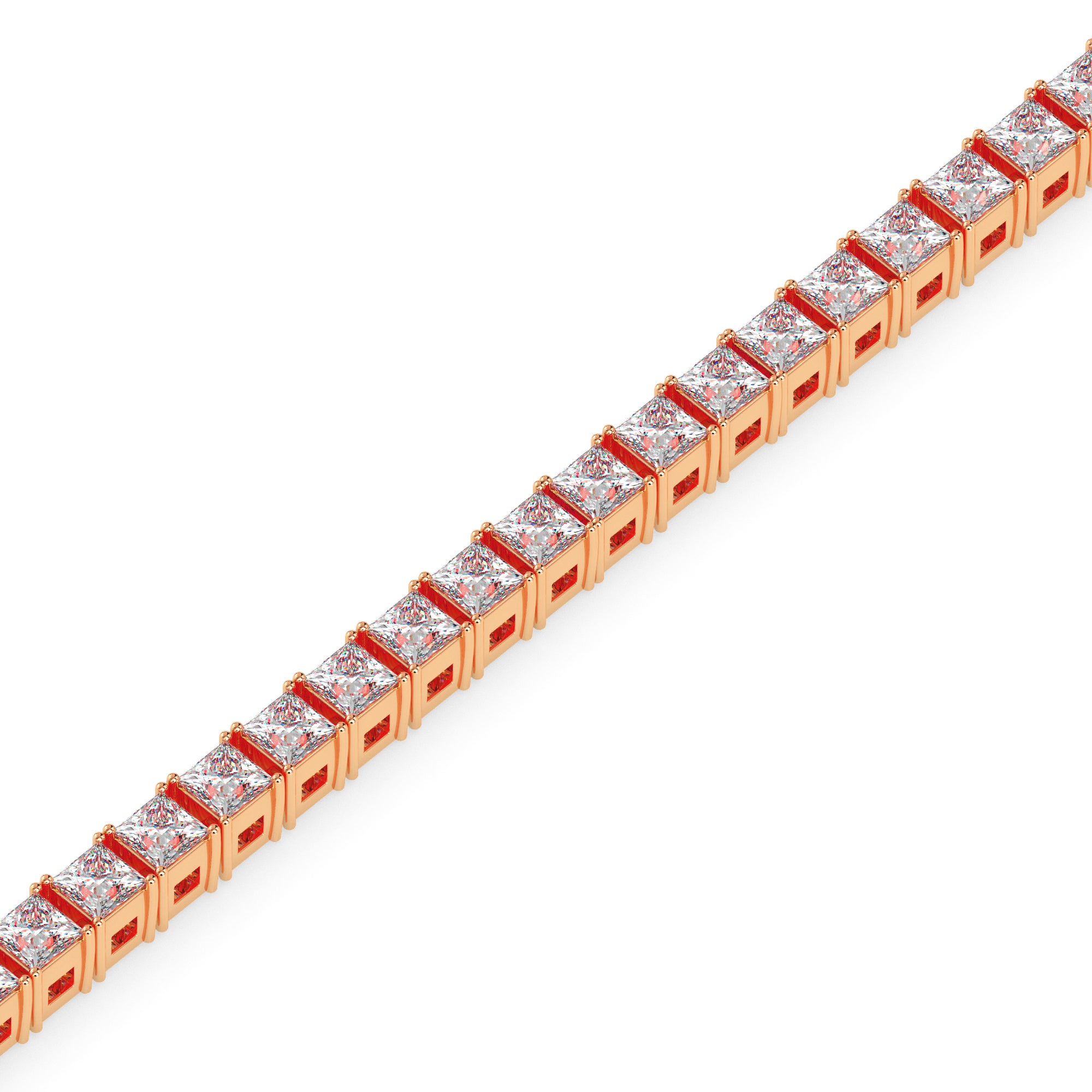 3.55Ct Princess Prong Set Lab-Grown Diamond Gold Tennis Bracelets