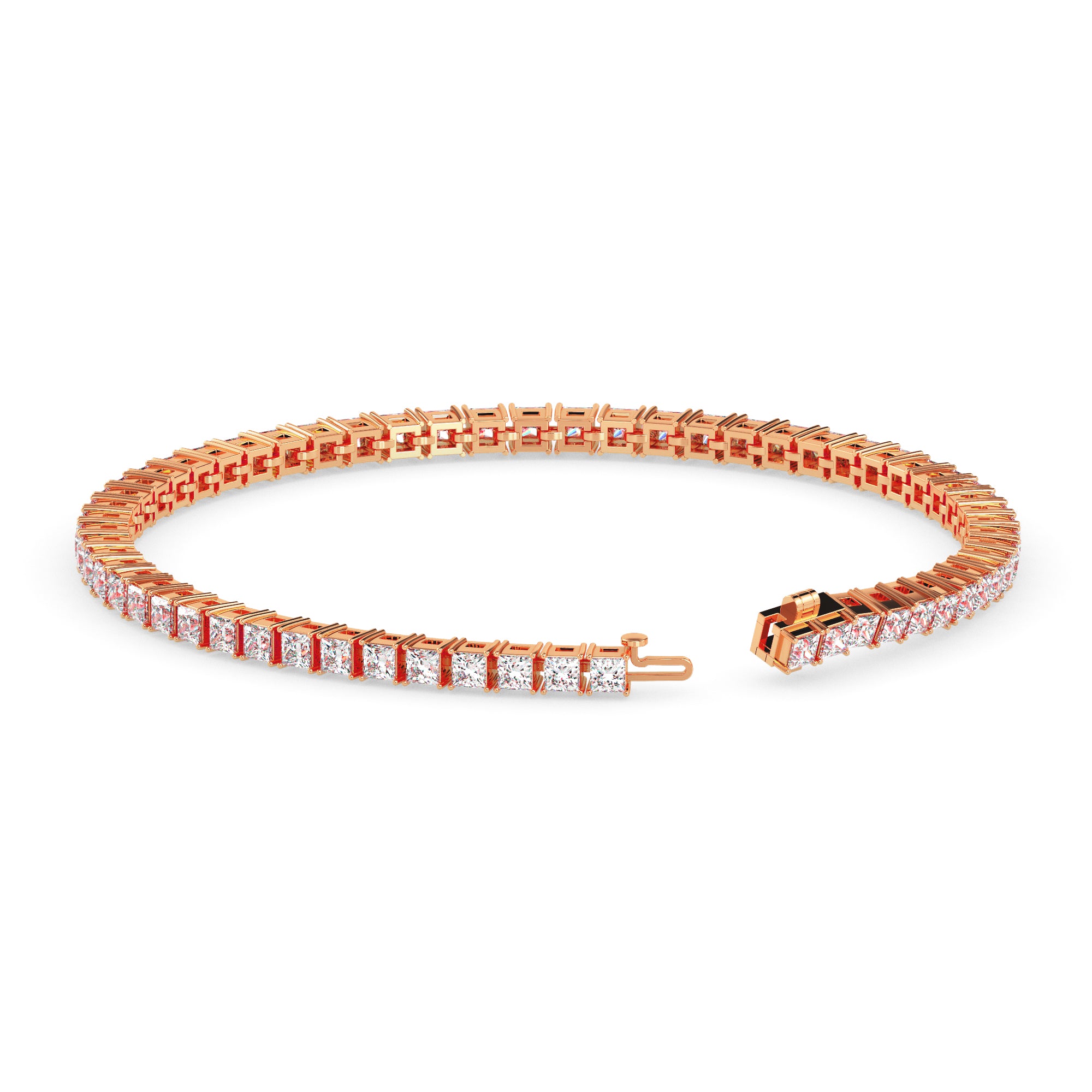 3.55Ct Princess Prong Set Lab-Grown Diamond Gold Tennis Bracelets