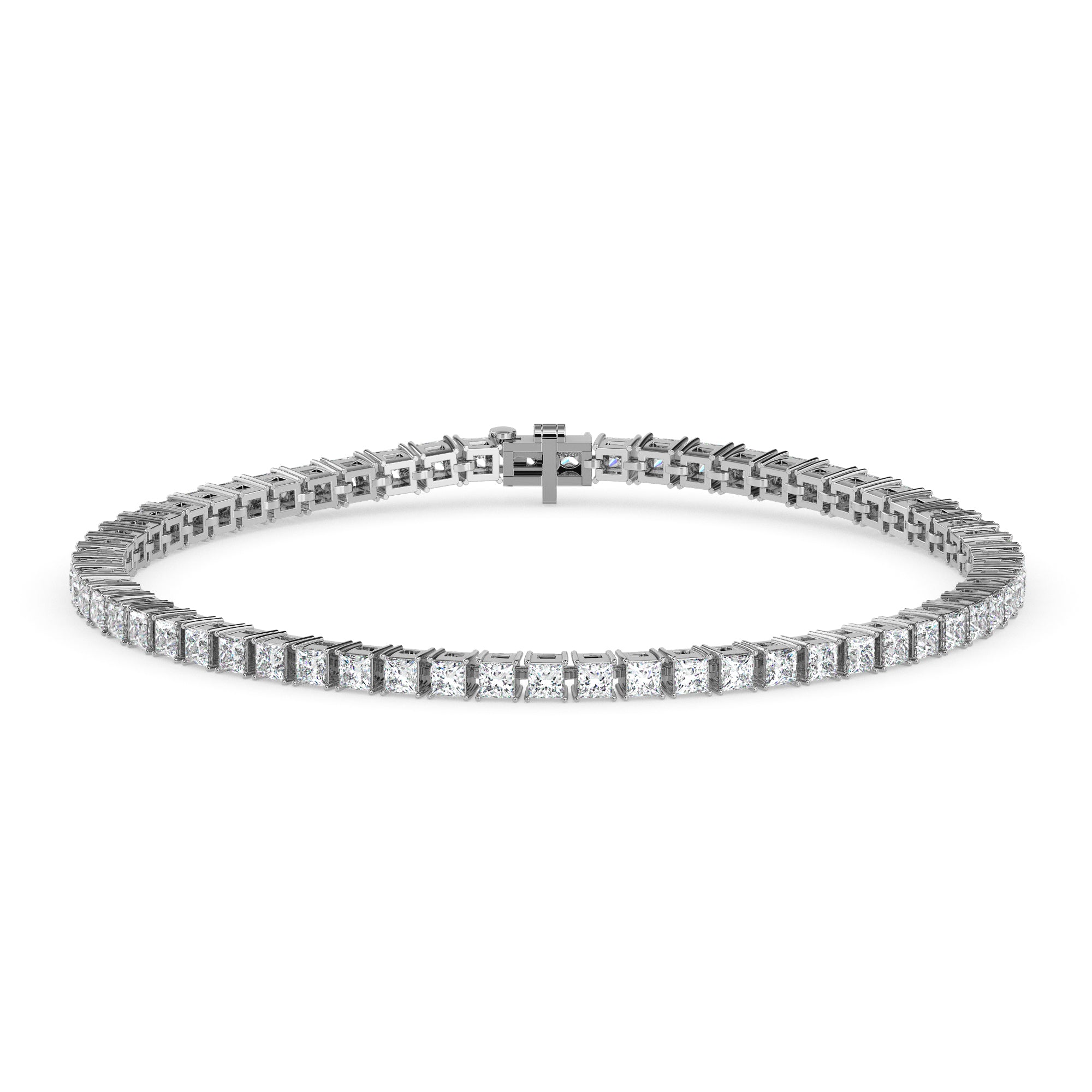 3.55Ct Princess Prong Set Lab-Grown Diamond Gold Tennis Bracelets
