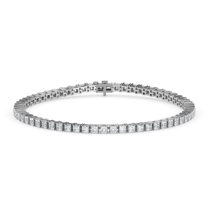 3.55Ct Princess Prong Set Lab-Grown Diamond Gold Tennis Bracelets