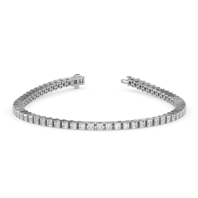 3.55Ct Princess Prong Set Lab-Grown Diamond Gold Tennis Bracelets