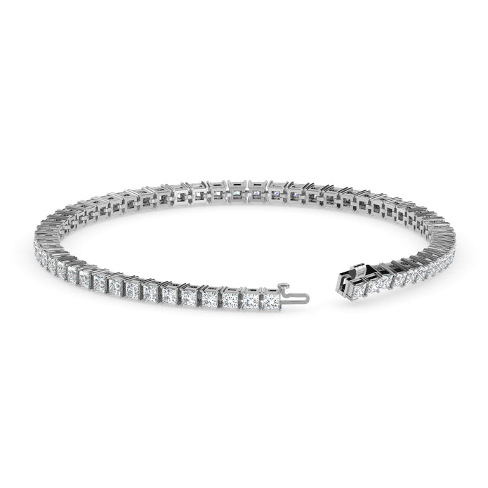 3.55Ct Princess Prong Set Lab-Grown Diamond Gold Tennis Bracelets