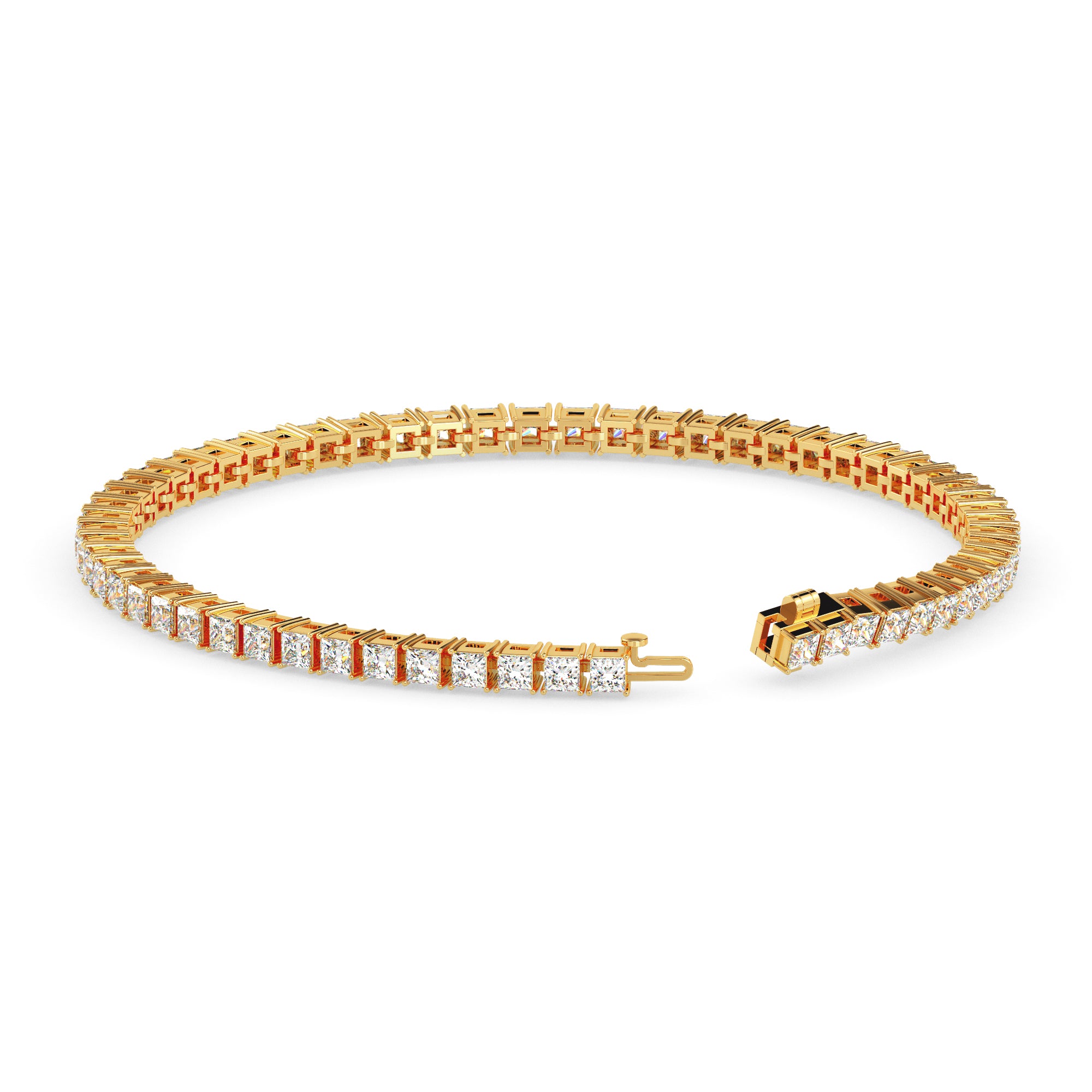 3.55Ct Princess Prong Set Lab-Grown Diamond Gold Tennis Bracelets
