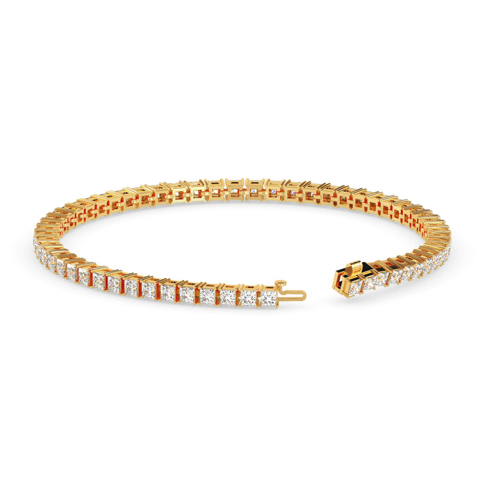 3.55Ct Princess Prong Set Lab-Grown Diamond Gold Tennis Bracelets