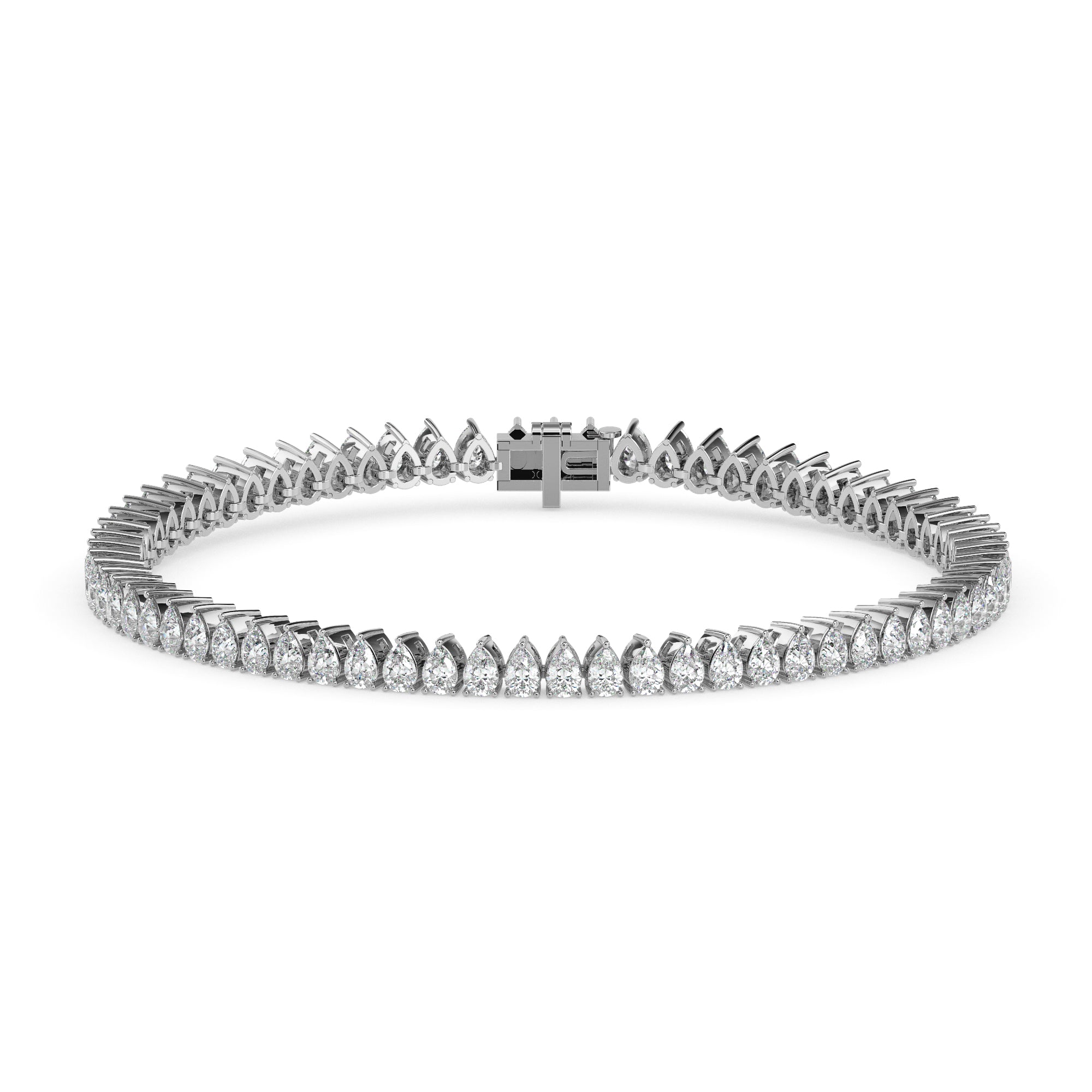 4.19Ct Pear Prong Set Lab-Grown Diamond Gold Tennis Bracelets