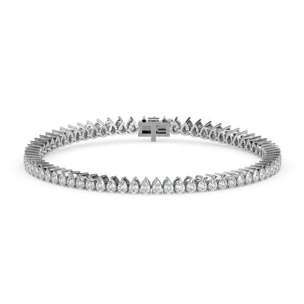 4.19Ct Pear Prong Set Lab-Grown Diamond Gold Tennis Bracelets