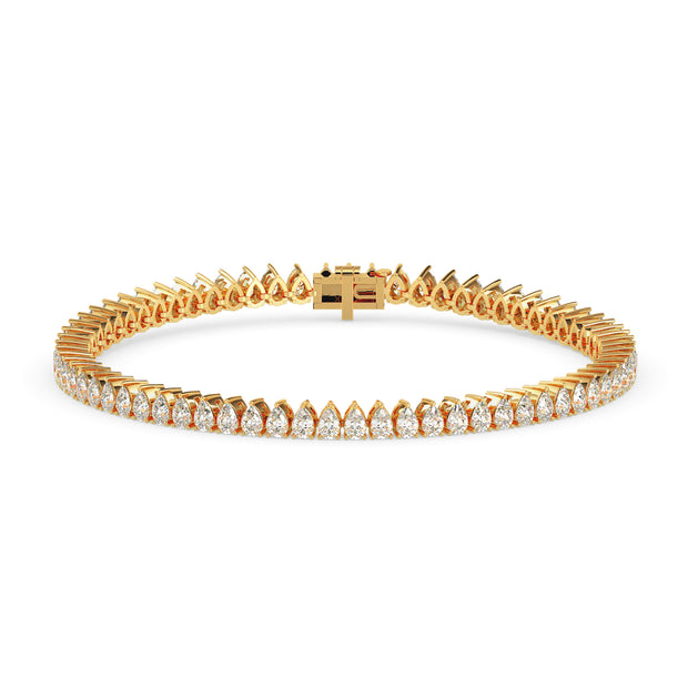4.19Ct Pear Prong Set Lab-Grown Diamond Gold Tennis Bracelets