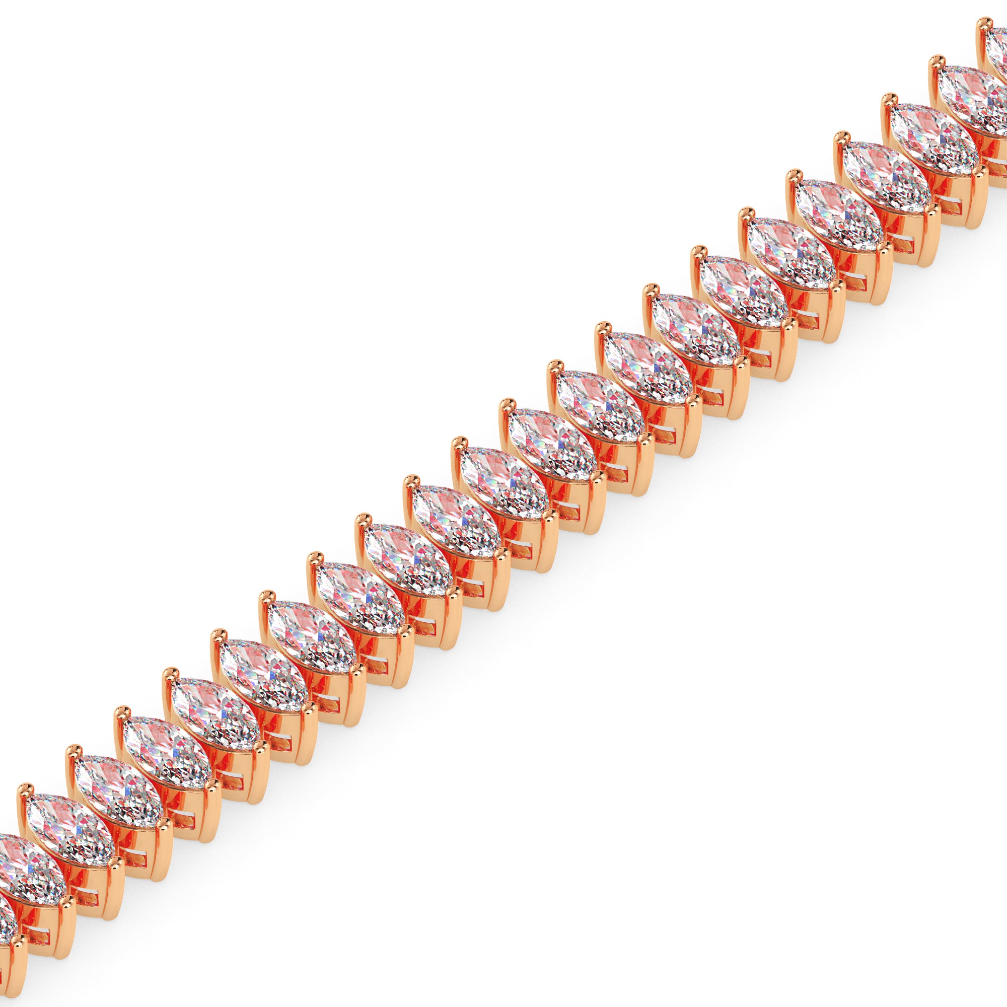 4.47Ct Marquise Prong Set Lab-Grown Diamond Gold Tennis Bracelets