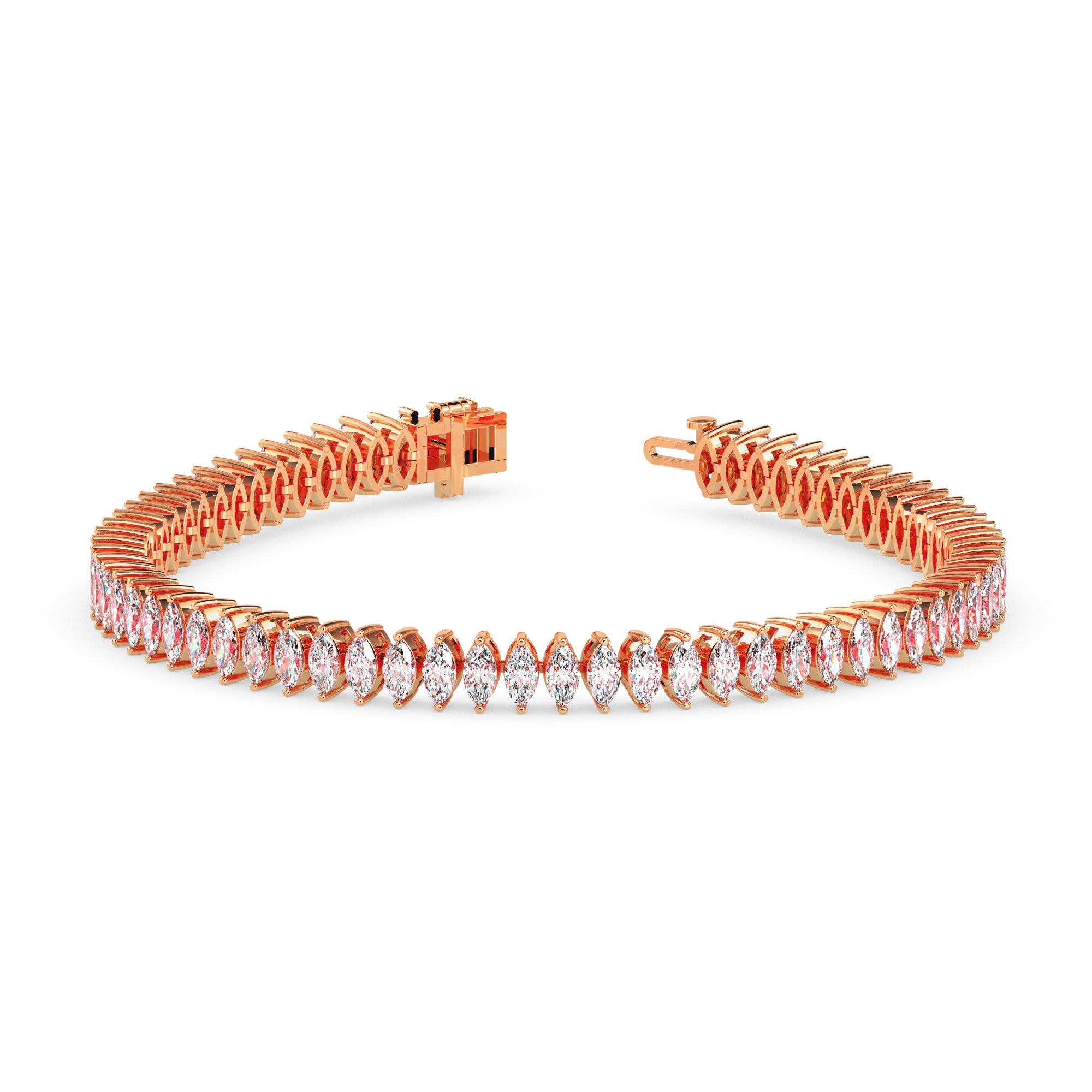 4.47Ct Marquise Prong Set Lab-Grown Diamond Gold Tennis Bracelets