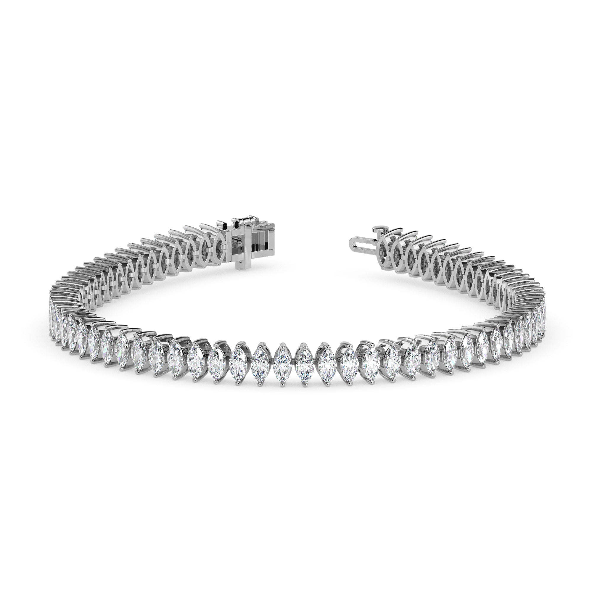 4.47Ct Marquise Prong Set Lab-Grown Diamond Gold Tennis Bracelets