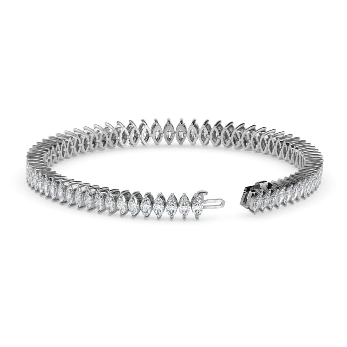 4.47Ct Marquise Prong Set Lab-Grown Diamond Gold Tennis Bracelets