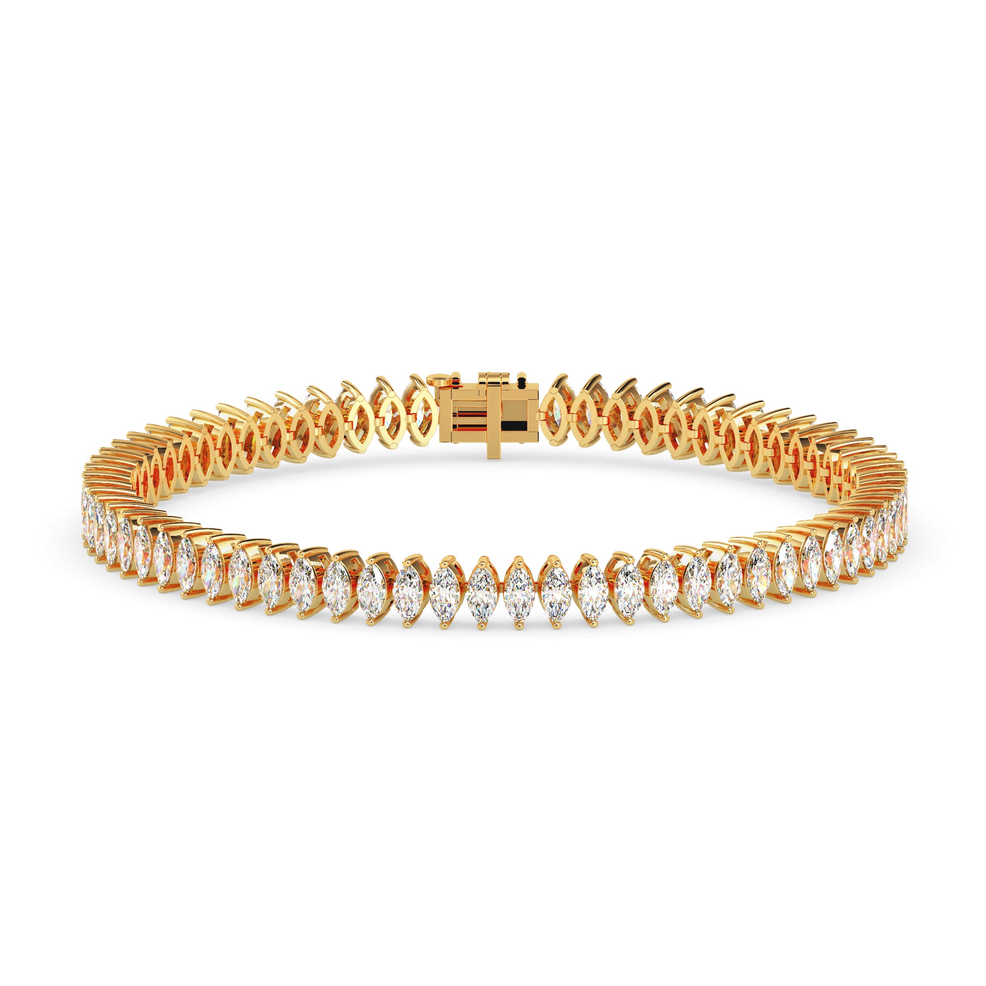 4.47Ct Marquise Prong Set Lab-Grown Diamond Gold Tennis Bracelets