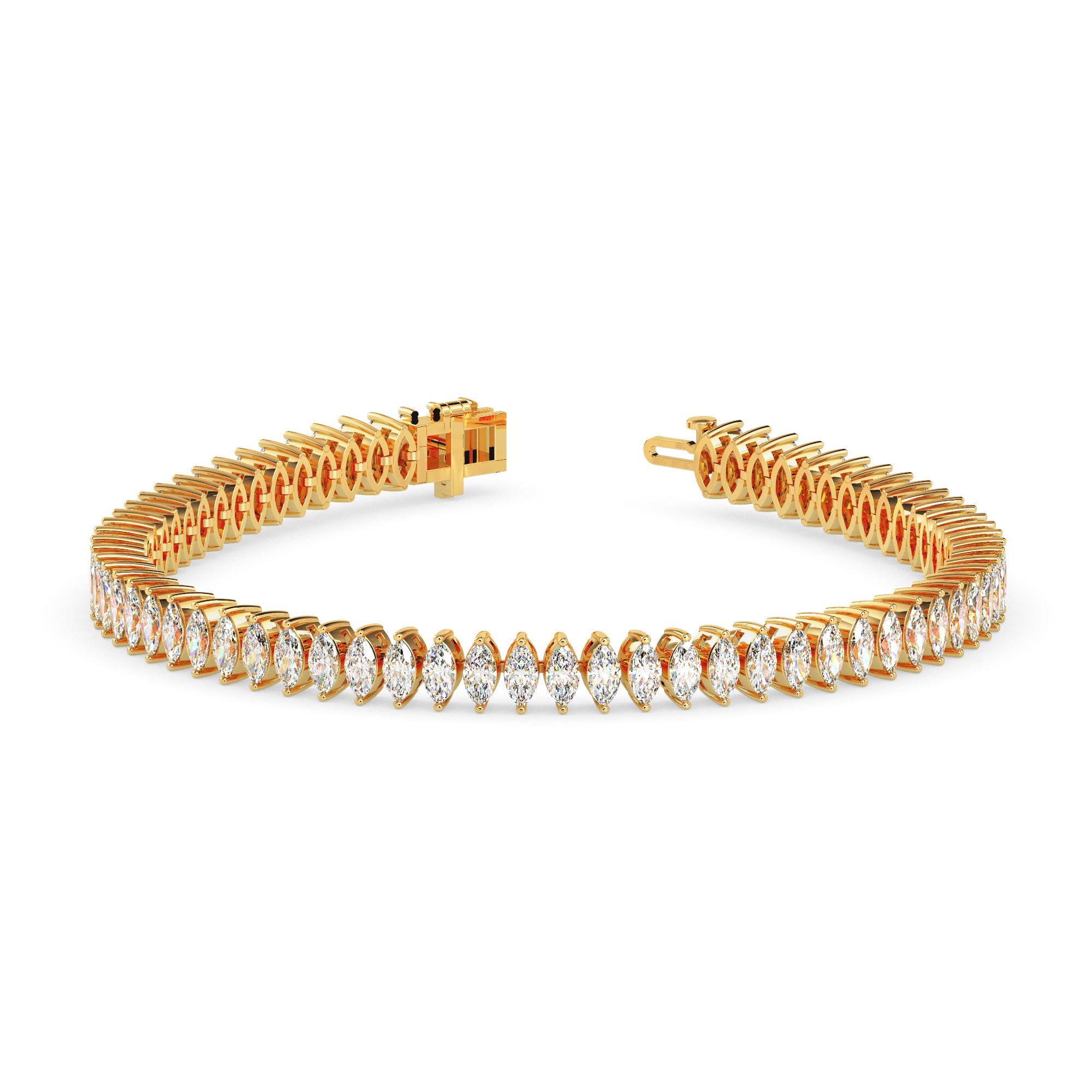 4.47Ct Marquise Prong Set Lab-Grown Diamond Gold Tennis Bracelets