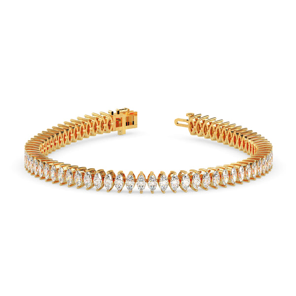 4.47Ct Marquise Prong Set Lab-Grown Diamond Gold Tennis Bracelets
