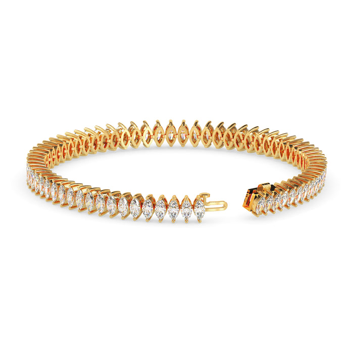 4.47Ct Marquise Prong Set Lab-Grown Diamond Gold Tennis Bracelets