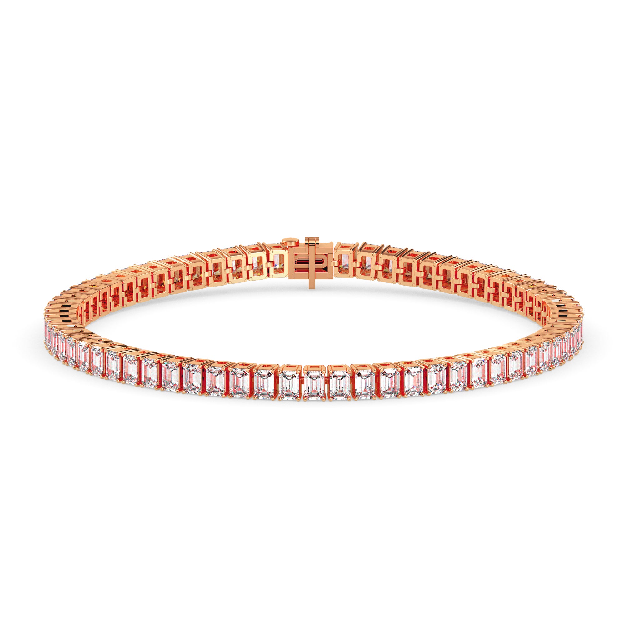 3.53Ct Emerald Prong Set Lab-Grown Diamond Gold Tennis Bracelets