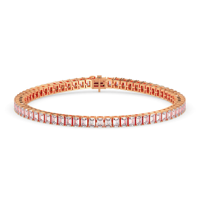 3.53Ct Emerald Prong Set Lab-Grown Diamond Gold Tennis Bracelets