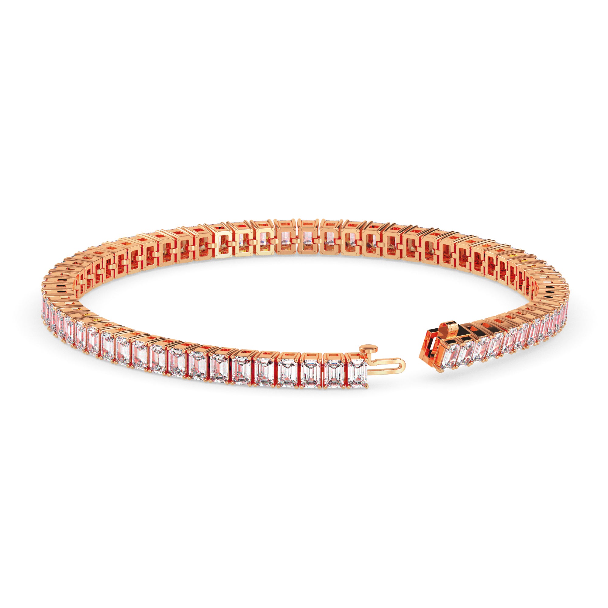 3.53Ct Emerald Prong Set Lab-Grown Diamond Gold Tennis Bracelets