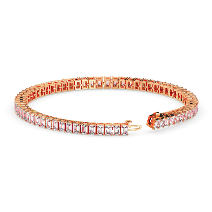 3.53Ct Emerald Prong Set Lab-Grown Diamond Gold Tennis Bracelets