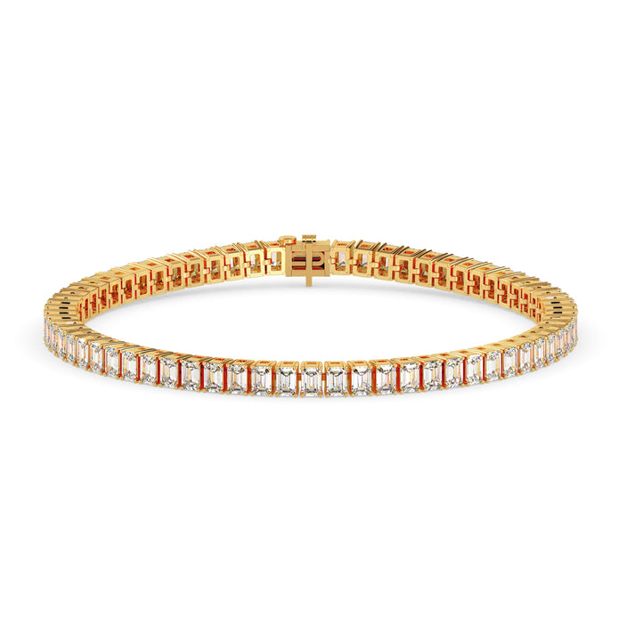 3.53Ct Emerald Prong Set Lab-Grown Diamond Gold Tennis Bracelets