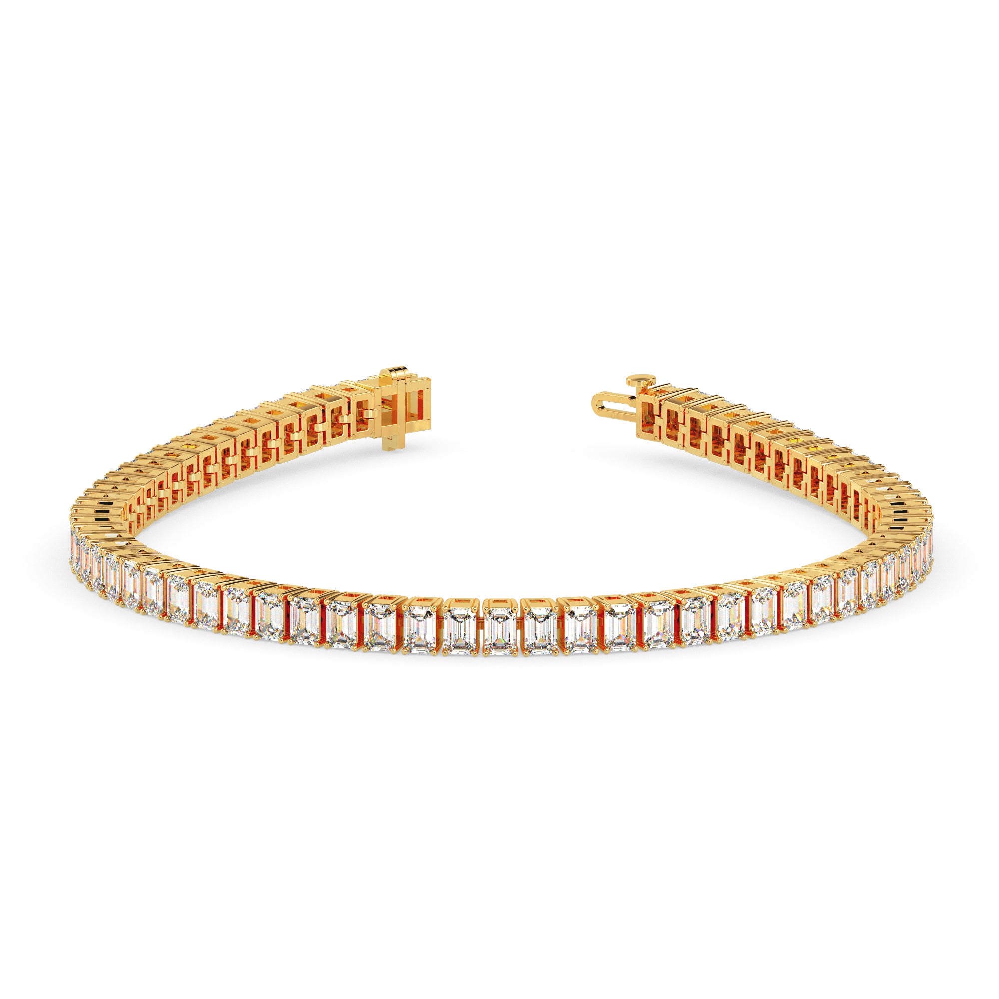 3.53Ct Emerald Prong Set Lab-Grown Diamond Gold Tennis Bracelets