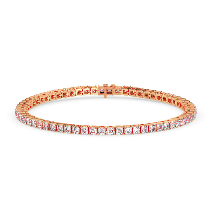 4.08Ct Square Shape Emerald Prong Set Lab-Grown Diamond Gold Tennis Bracelets