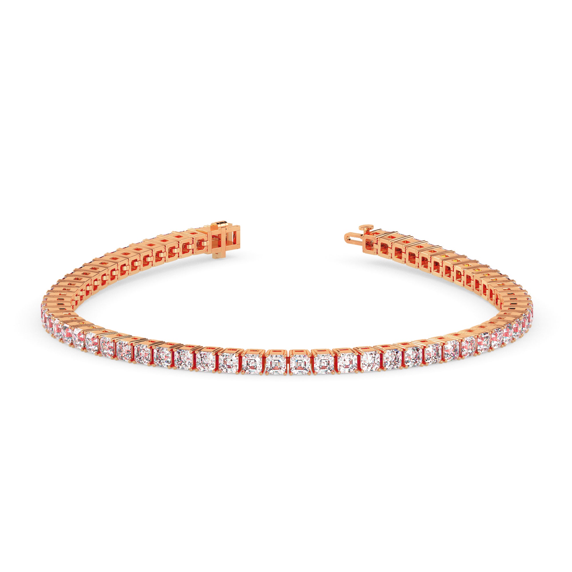 4.08Ct Square Shape Emerald Prong Set Lab-Grown Diamond Gold Tennis Bracelets
