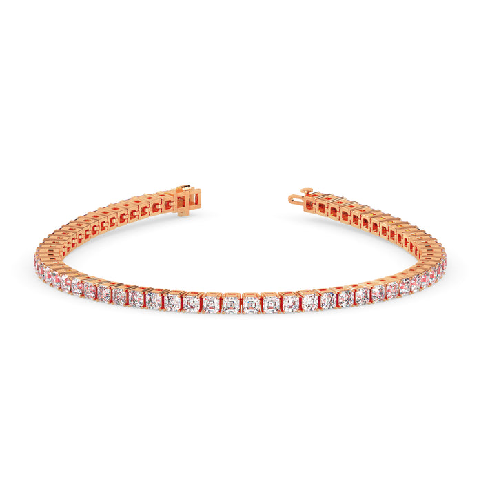 4.08Ct Square Shape Emerald Prong Set Lab-Grown Diamond Gold Tennis Bracelets