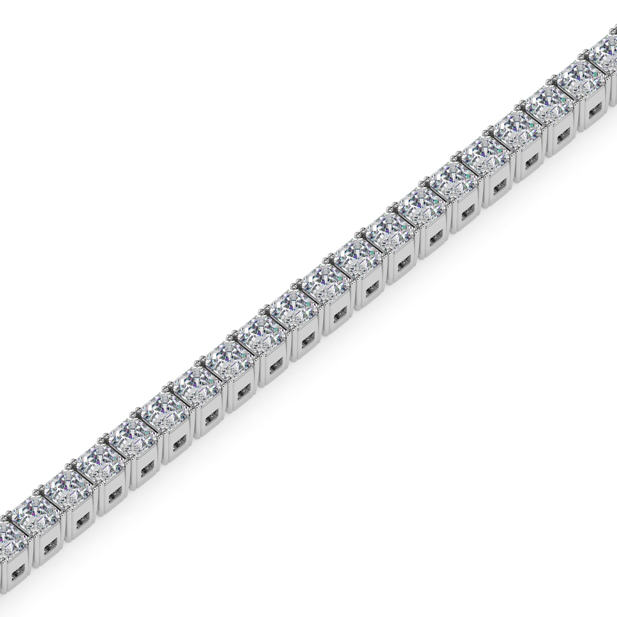 4.08Ct Square Shape Emerald Prong Set Lab-Grown Diamond Gold Tennis Bracelets