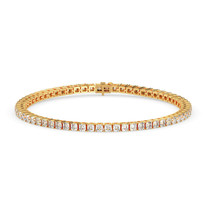 4.08Ct Square Shape Emerald Prong Set Lab-Grown Diamond Gold Tennis Bracelets
