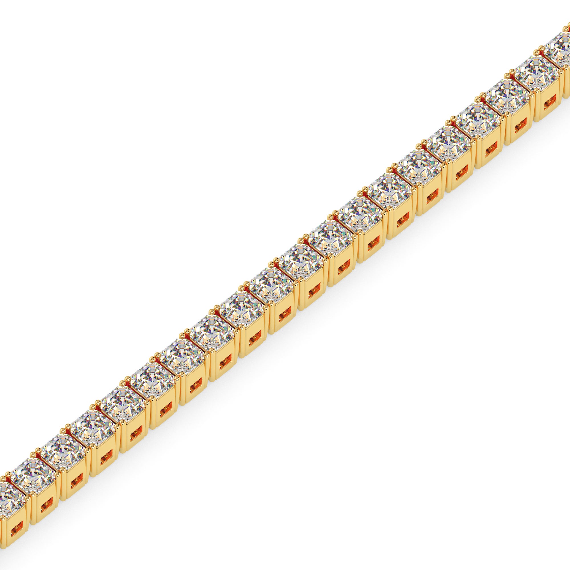 4.08Ct Square Shape Emerald Prong Set Lab-Grown Diamond Gold Tennis Bracelets